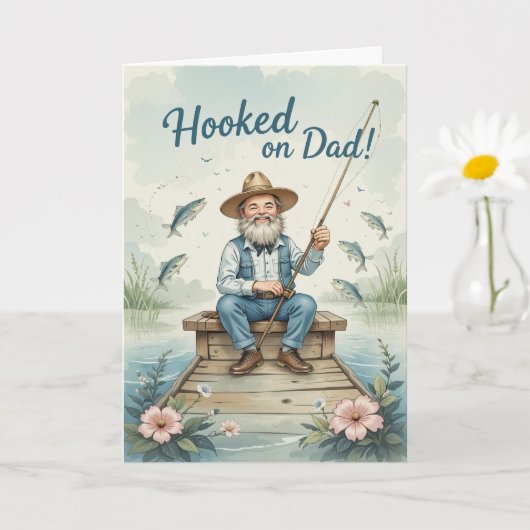 Hookokon auf Vater Fishing Fathers Day Funny Karte (Kleine Pflanze)