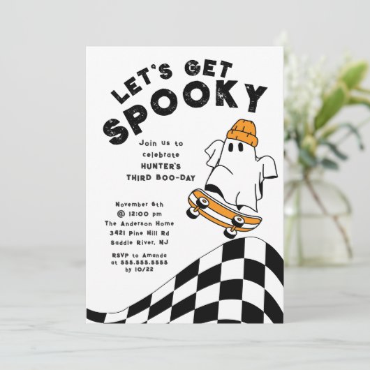 Hooky Ghost zum Geburtstag einladen Einladung (Stehend Vorderseite)