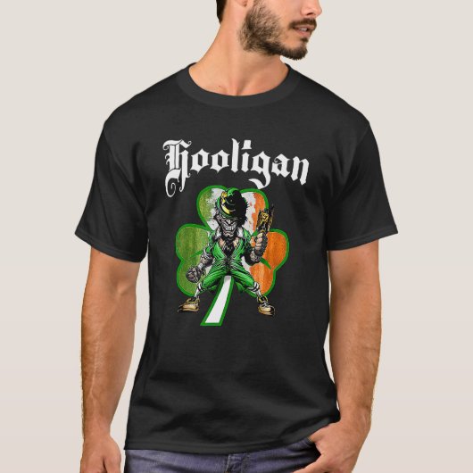 Hooligan Leprechaun Kleeblatt St Patricks Day Iris T-Shirt (Vorderseite)