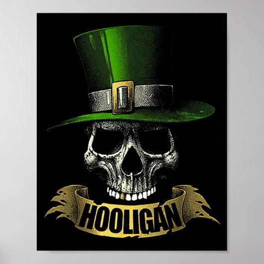 Hooligan Skull Funny Iri-shirt  Poster (Vorne)