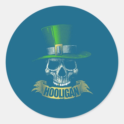 Hooligan Skull Funny Iri-shirt Runder Aufkleber (Vorderseite)