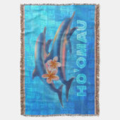 HO'OMAU Hawaiian Delphine Primitive Collage Decke (Vorderseite Vertikal)