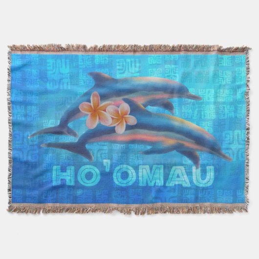 HO'OMAU Hawaiian Delphine Primitive Collage Decke (Vorderseite)