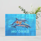HO'OMAU Hawaiian Delphine Primitive Collage Einladung (Stehend Vorderseite)