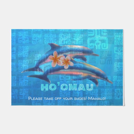 HO'OMAU Hawaiian Delphine Primitive Collage Fußmatte (Vorderseite)