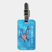 HO'OMAU Hawaiian Delphine Primitive Collage Gepäckanhänger (Vorderseite vertikal)