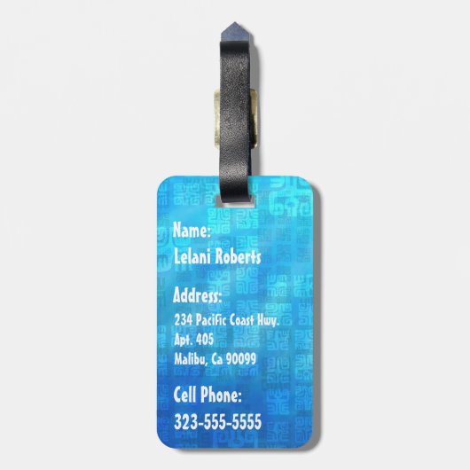 HO'OMAU Hawaiian Delphine Primitive Collage Gepäckanhänger (Rückseite vertikal)