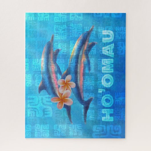 HO'OMAU Hawaiian Delphine Primitive Collage Puzzle (Vertikal)