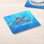 HO'OMAU Hawaiian Delphine Primitive Collage Rechteckiger Pappuntersetzer (angewinkelt)