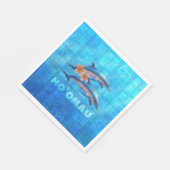 HO'OMAU Hawaiian Delphine Primitive Collage Serviette (Ecke)