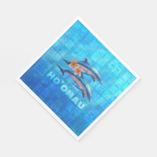 HO'OMAU Hawaiian Delphine Primitive Collage Serviette (Ecke)