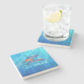 HO'OMAU Hawaiian Delphine Primitive Collage Steinuntersetzer (Seitenansicht)