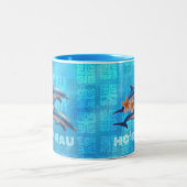 HO'OMAU Hawaiian Delphine Primitive Collage Zweifarbige Tasse (Mittel)