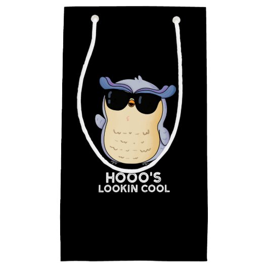 Hooos Blick Coole Funny Owl Pun Dark BG Kleine Geschenktüte (Vorderseite)