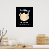 Hooos Blick Coole Funny Owl Pun Dark BG Poster (Küche)