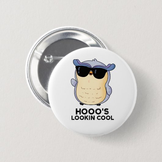 Hooos Cooler Funny Owl Pun Button (Vorne & Hinten)
