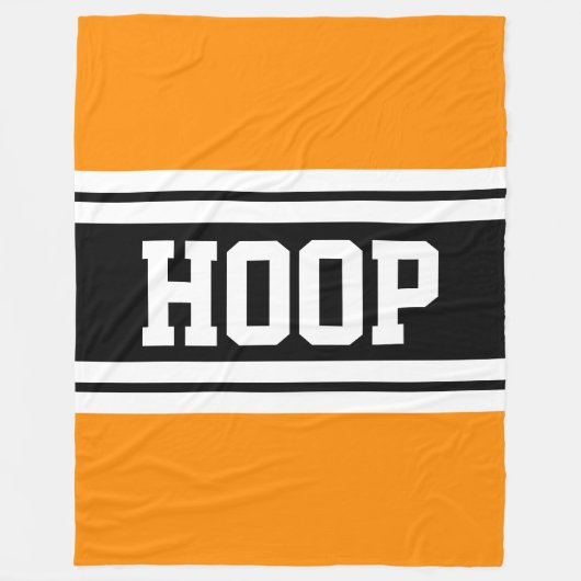 HOOP Bright Orange Schwarz-weiß Racing Streifen Fleecedecke (Vorderseite)
