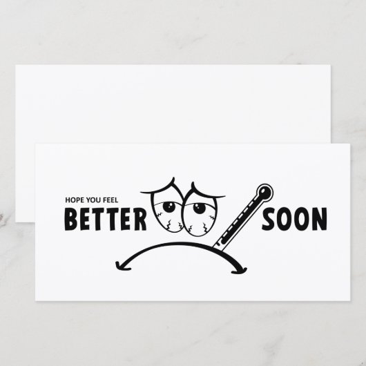Hoop dat je snel beter voelt. Beterschap kaarten (Vorne/Hinten)
