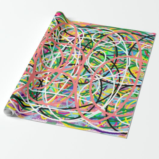 Hoop-Design rosa blau gelb Geschenkpapier (Ungerollt)