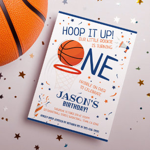 Hoop It Up Blue Rookie Basketball 1. Geburtstag Einladung