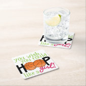 Hoop wie ein Mädchen Rechteckiger Pappuntersetzer (Vor Ort)