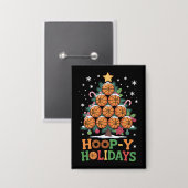 Hoop-y Holidays Basketball Christmas Holiday Sport Button (Vorderseite/Rückseite)