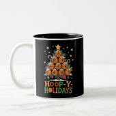 Hoop-y Holidays Basketball Christmas Holiday Sport Zweifarbige Tasse (Links)