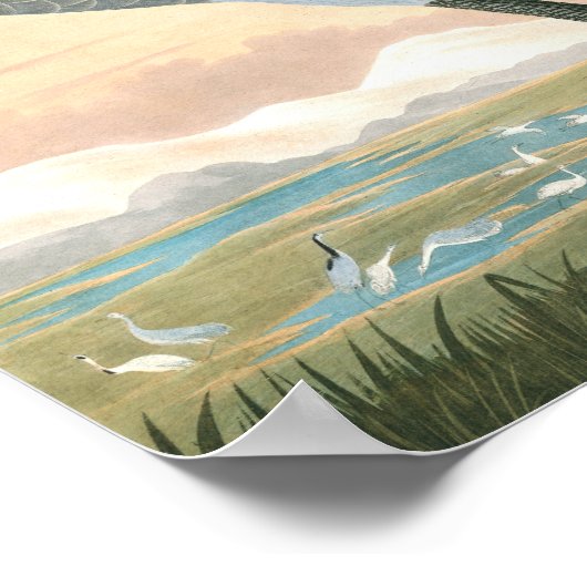Hooping Crane von John James Audubon Poster (Ecke)