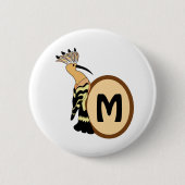 Hoopoe Whimsical Bird Monogram Button (Vorderseite)