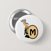 Hoopoe Whimsical Bird Monogram Button (Vorne & Hinten)