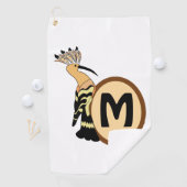 Hoopoe Whimsical Bird Monogram Golfhandtuch (Insitu)
