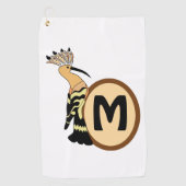 Hoopoe Whimsical Bird Monogram Golfhandtuch (Vorderseite)