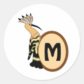 Hoopoe Whimsical Bird Monogram Runder Aufkleber (Vorderseite)