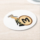 Hoopoe Whimsical Bird Monogram Runder Pappuntersetzer (Angewinkelt)