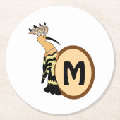 Hoopoe Whimsical Bird Monogram Runder Pappuntersetzer (Vorderseite)
