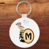 Hoopoe Whimsical Bird Monogram Schlüsselanhänger (Vorderseite)