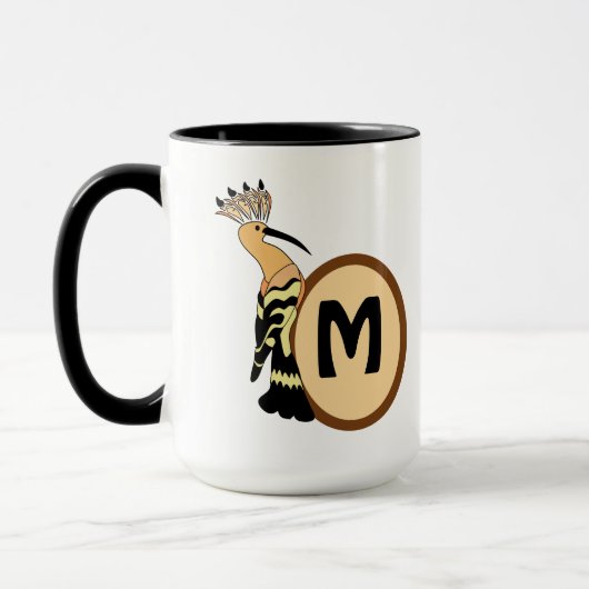 Hoopoe Whimsical Bird Monogram Tasse (Links)