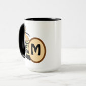 Hoopoe Whimsical Bird Monogram Tasse (Vorderseite Links)