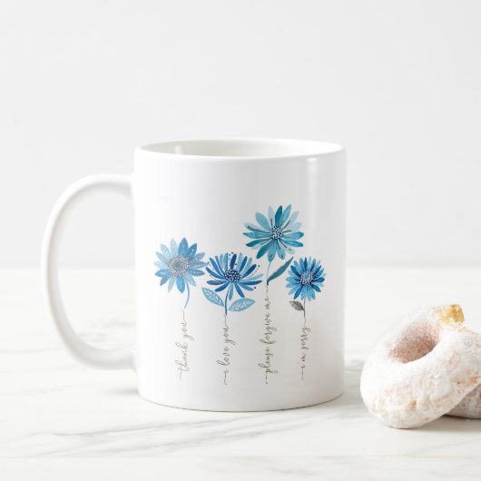 Ho'oponopono & Blue Blumen Kaffeemaschine Tasse (Mit Donut)