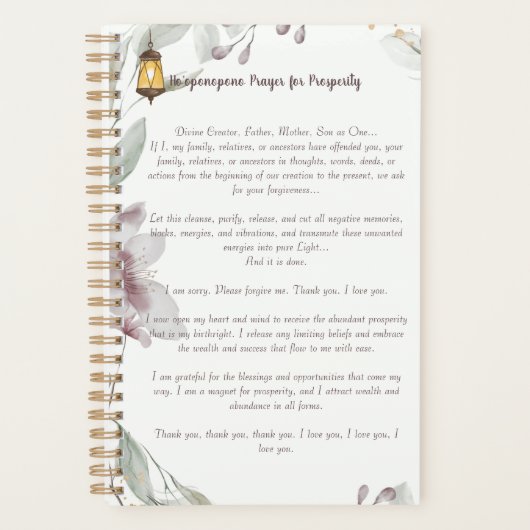 Ho'oponopono Gebet für Wohlstand Planer (Vorderseite)