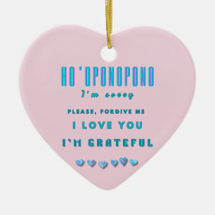 Ho'oponopono Healing Mantra - Light Blue Spiritual Keramik Ornament
