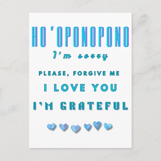 Ho'oponopono Healing Mantra - Light Blue Spiritual Postkarte (Vorderseite)