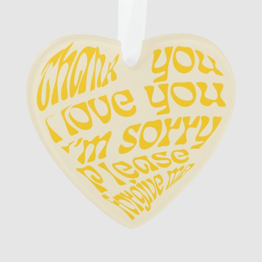 Ho'oponopono Herz-geformt Text gelb Ornament (Rückseite)