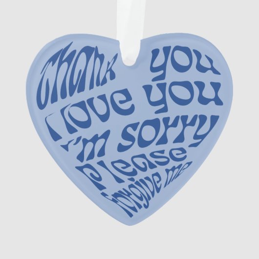 Ho'oponopono Herz-Shaped Text Blau Ornament (Rückseite)