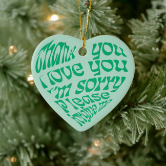 Ho'oponopono Herz-Shaped Text Green Keramik Ornament