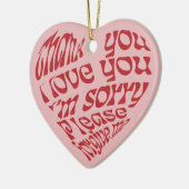 Ho'oponopono Herz-Shaped Text Red Keramik Ornament (Links)