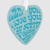 Ho'oponopono Herzgeformter Text Türkis Ornament (Vorderseite)