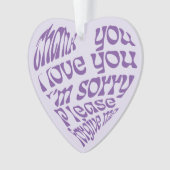 Ho'oponopono Lila herzförmiger Text Ornament (Vorderseite)