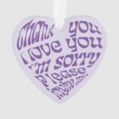 Ho'oponopono Lila herzförmiger Text Ornament (Rückseite)