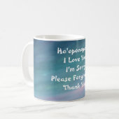 Ho'oponopono Tasse-blau Kaffeetasse (Vorderseite Links)
